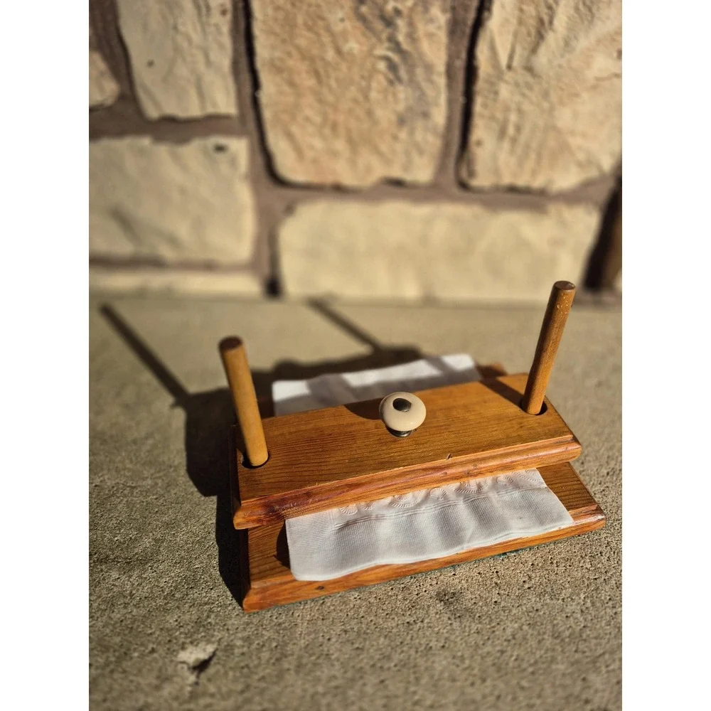 Vintage Wooden Napkin Holder Tabletop Rustic Farmhouse Kitchen Organizer Solid